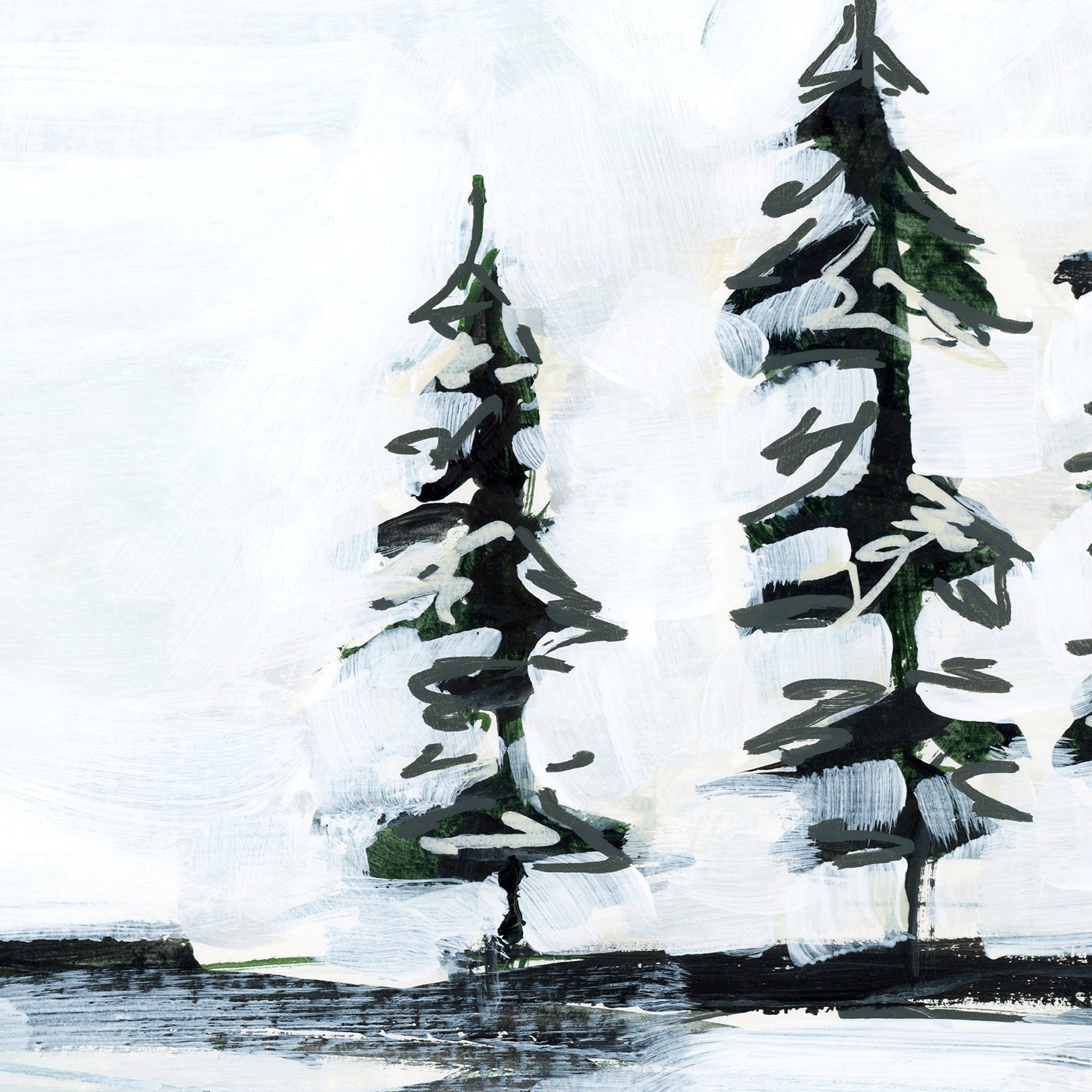 Winter Tree painting, diptych  kellieDAYart Winter Tree painting