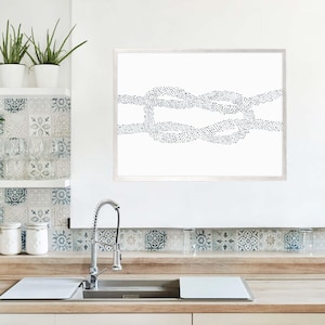Square Knot Print | Nautical Sailing Art and Maritime Minimalist Wall Art | &quot;Nautical Square Knot Illustration&quot; – Art Print or Canvas