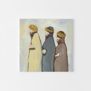 Christmas Art | Nativity Three Wise Men Modern Xmas Painting for Religious Holiday Decor | &quot;Three Wise Men&quot; - Art Print or Canvas