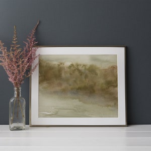 Abstract Landscape Neutral Wall Artwork Modern Farmhouse Decor Warm Painting Watercolor Wall Art | "The Undiscovered" - Art Print or Canvas