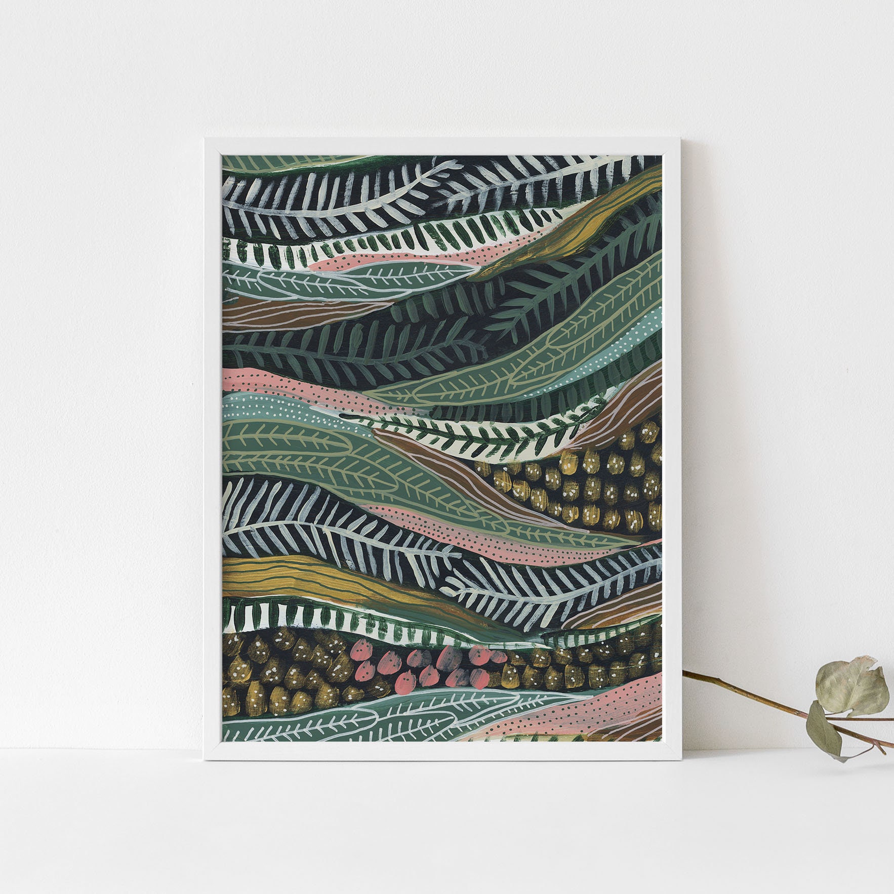 Jungle Painting Tropical Botanicals Artwork Green and Gold Etsy