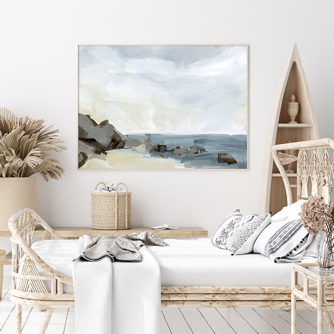 Seashore Painting Coastal Art Neutral Beach House Decor Modern Etsy