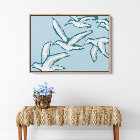 Seagull Coastal Artwork | "Gulls in Flight" - Art Print or Canvas