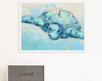Sea Turtle Decor | "The Gentle Voyager" – Art Print or Canvas
