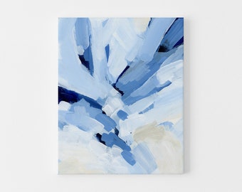 Light Blue and White Abstract Painting Modern Beach House Decor Contemporary Wall Art | "Salty Currents, No. 1" - Art Print or Canvas