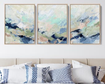 Bright Abstract Triptych | "The Misted Wake" – Set of 3 – Art Prints or Canvases