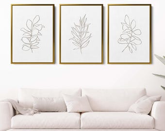 Eucalyptus Print | Silver Dollar Plant Botanical Line Modern Minimalist | "Eucalyptus Plant Illustrations" - Set of 3 - Art Prints or Canvas