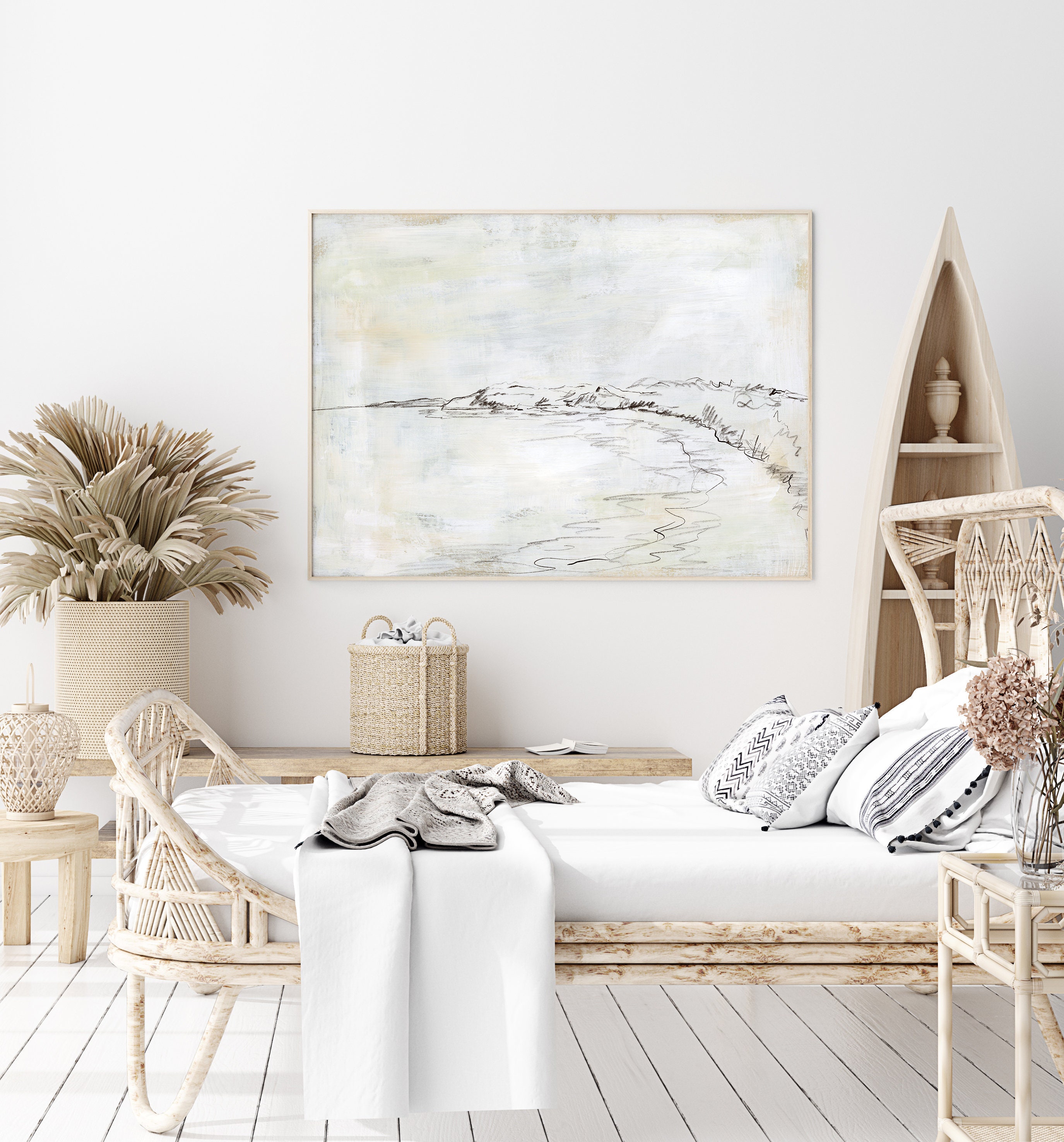 Rustic Coastal Art Coastline Decor Neutral Landscape Seascape Etsy