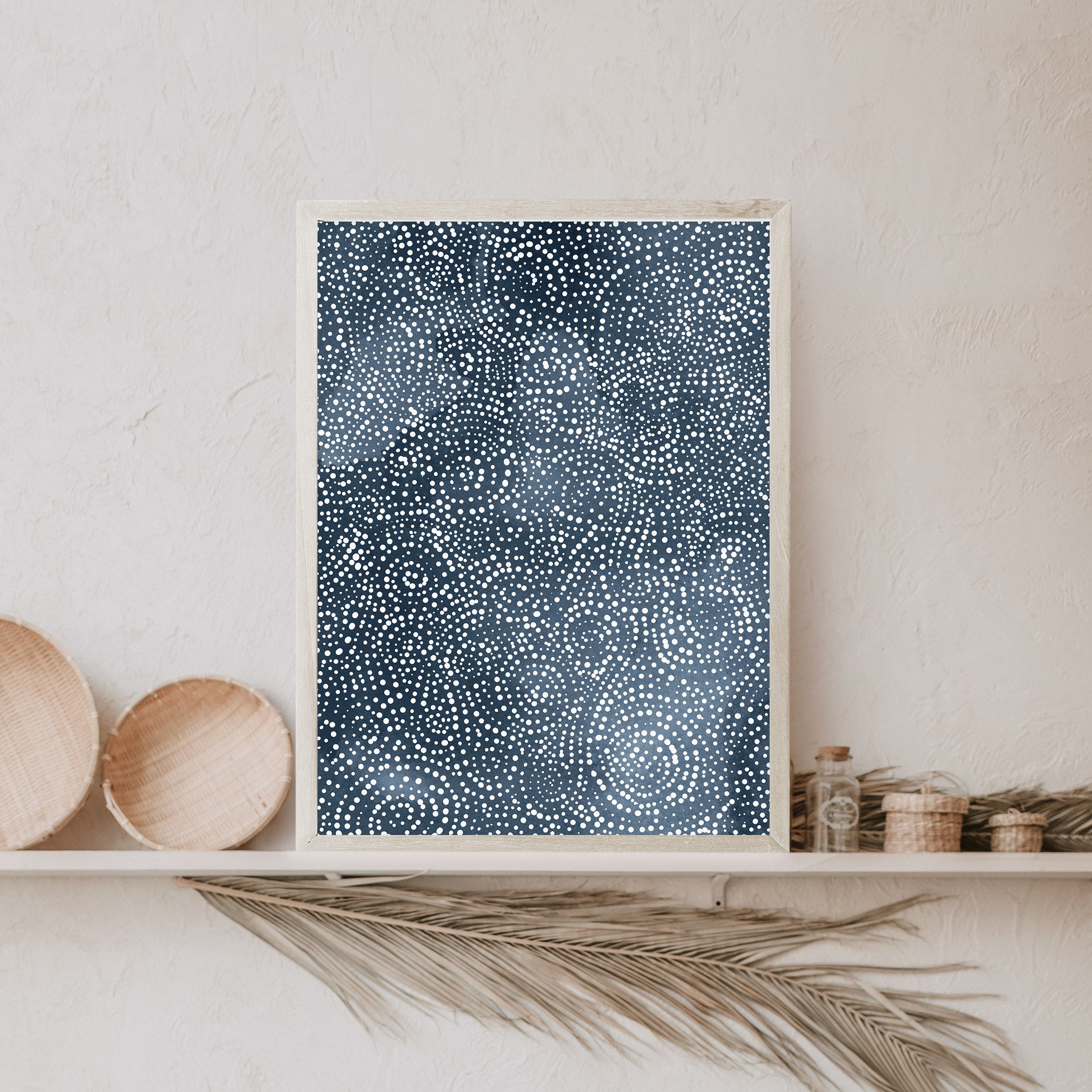 Starry Night Watercolor | Blue and White Abstract Painting for ...