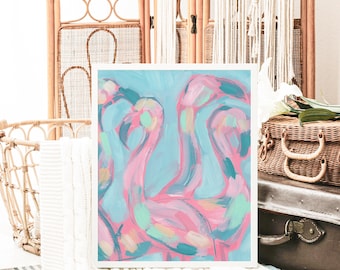 Florida Flamingo Decor | "Coastal Grace" – Art Print or Canvas