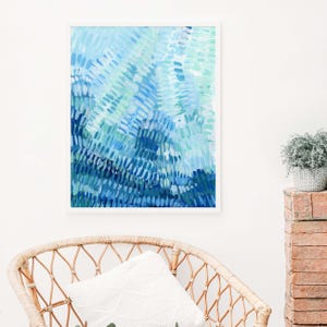 Turquoise and Blue Ocean Underwater Painting | Modern Beach Artwork for Coastal Wall Art | "Under the Tropical Sea" - Art Print or Canvas image 5