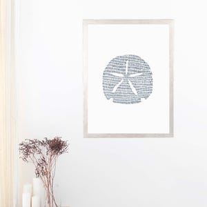 Modern Coastal Decor | Sand Dollar Art Print, Blue and White Minimalist Beach Artwork for Bathroom or Bedroom | "Minimalist Sand Dollar" image 12