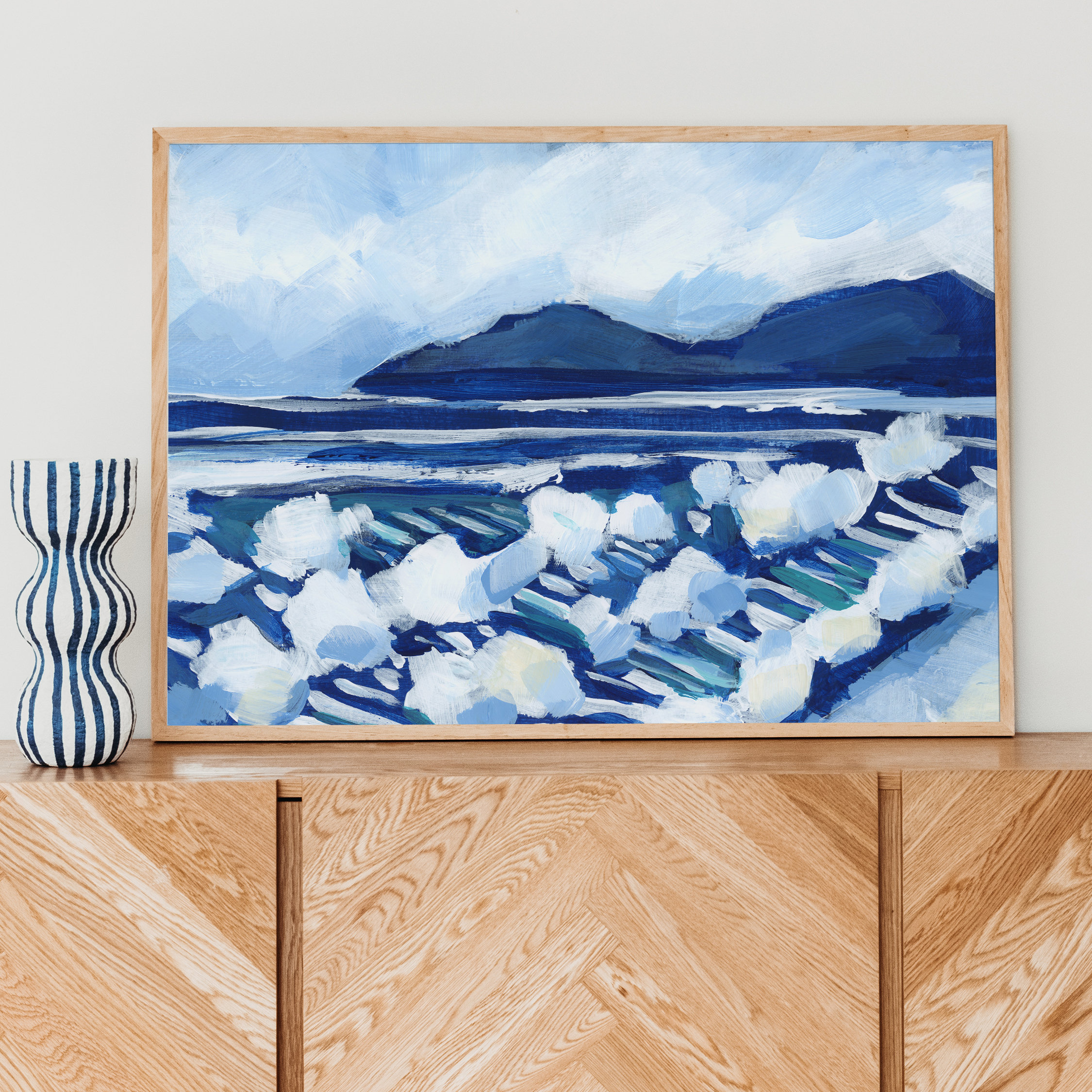 Astratta Oceano Paesaggio Marino Pittura A Olio Su Tela Alba Nube Paesaggio  Coltello Pittura Spiaggia Costiera, image size:2250x2250