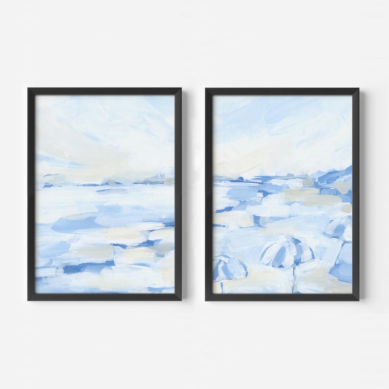 Coastal Painting Diptych | "August Daze" - Set of 2 - Art Prints or Canvases image 3