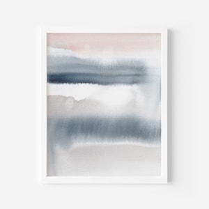 Abstract Watercolor Painting | Modern Art in Pink, Gray & Blue for Trendy Nursery Art | &quot;Ocean Light Watercolor&quot; - Art Print or Canvas