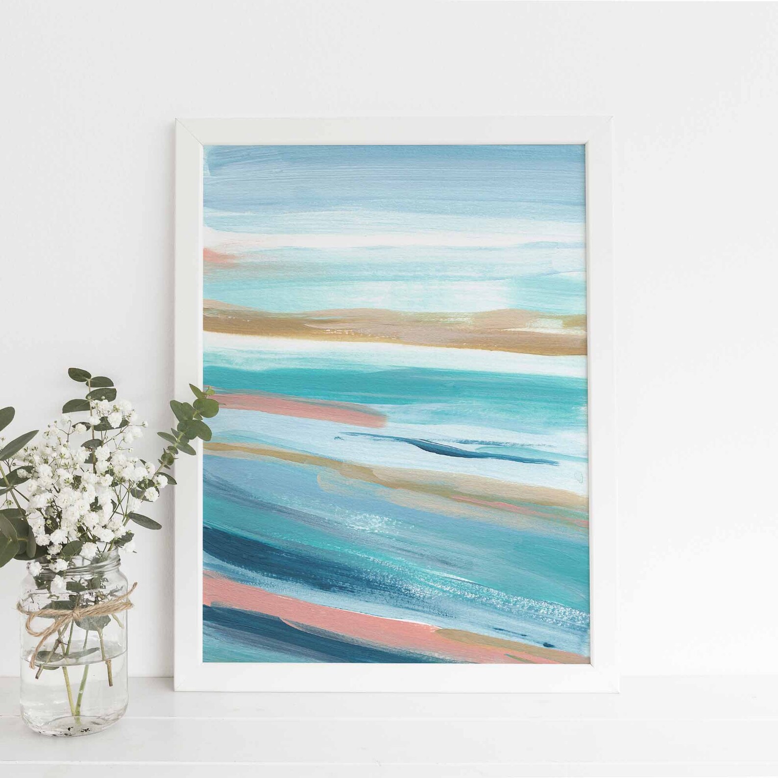 Beach Painting Abstract Seascape Poster Modern Beach Art Ocean Etsy