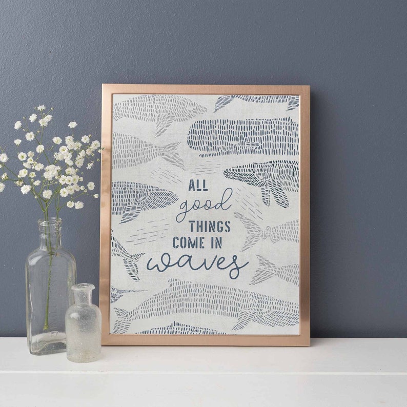 All Good Things Come in Waves Artwork Coastal Quote Decor - Etsy