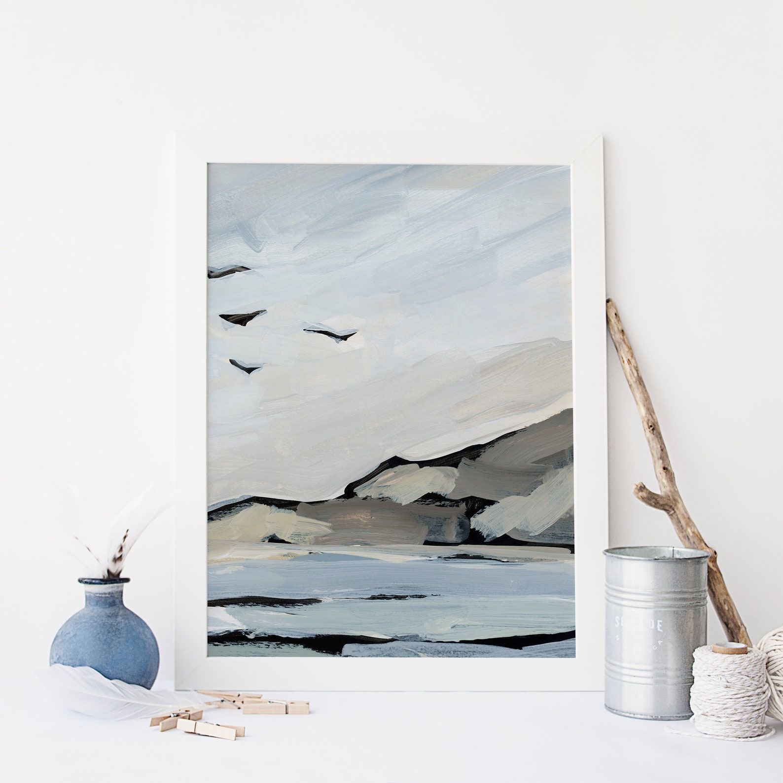 Oceanscape Painting Modern Beach Nursery Artwork Ocean Decor Etsy