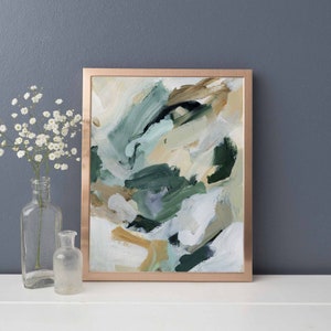 Abstract Painting Neutral Green and Beige Tones Contemporary Home Decor Modern Wall Art | "Natural Course" - Art Print or Canvas