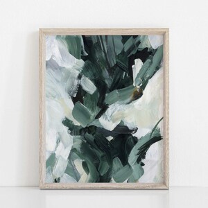 Modern Contemporary Painting Green and White Forest Inspired Winter Snow Abstract Wall Art | "Emergence" - Art Print or Canvas