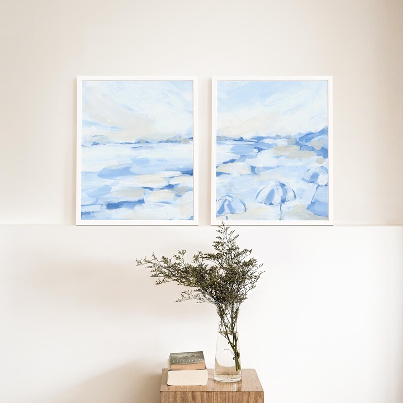 Coastal Painting Diptych | "August Daze" - Set of 2 - Art Prints or Canvases image 5