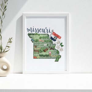 Missouri Map | Home State Mizzou Gift Landmark MO Illustration for Gift ...