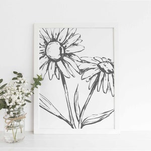 Modern Farmhouse Wall Art Daisy Print French Country Flower Illustration Minimalist Floral Print | "The Daisy" - Art Print or Canvas