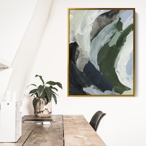 Modern Abstract Art | Green, Black & White for Contemporary Bold Statement Living Room Decor | &quot;Forest Growth&quot; - Art Print or Canvas