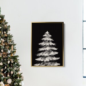 Pine Tree Modern Forest Decor Black and White Cream Minimalist - Etsy