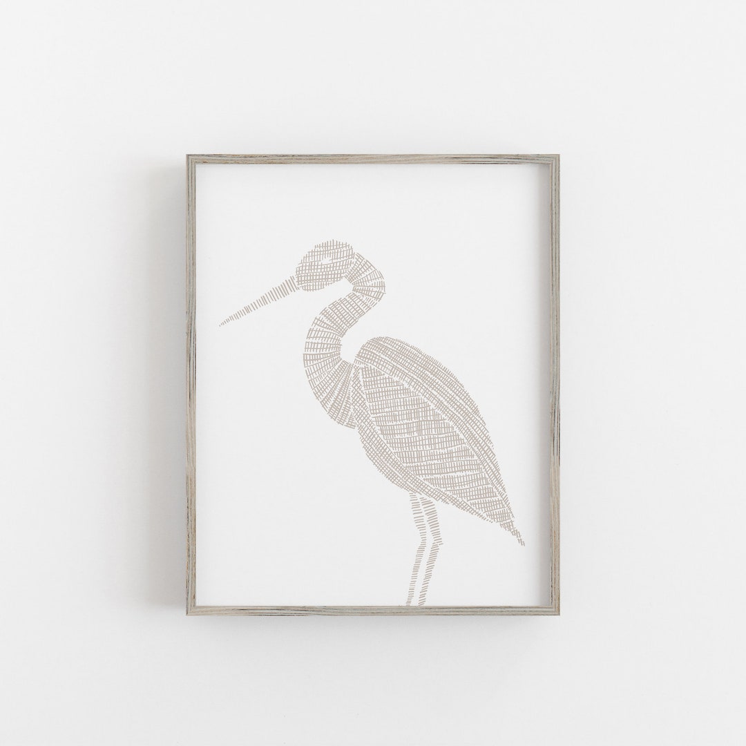 Coastal Bird Artwork Modern Beach House Neutral Decor Minimalist ...