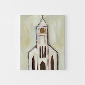 RusticFolk Art | &quot;Neutral Church Painting No. 2&quot; - Art Print or Canvas