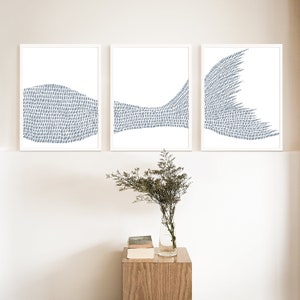 Mermaid Tail Print Triptych | Modern Nursery Decor for Little Girls Room | "Mermaid Illustration" - Set of 3 Art Prints or Canvases