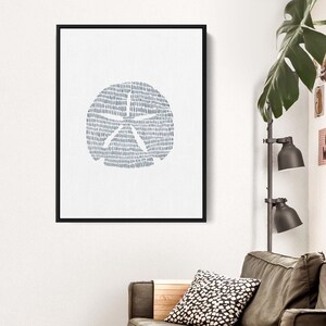 Modern Coastal Decor | Sand Dollar Art Print, Blue and White Minimalist Beach Artwork for Bathroom or Bedroom | "Minimalist Sand Dollar" image 10
