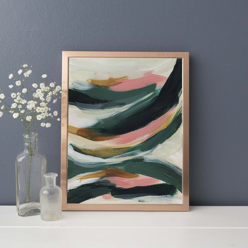 Abstract Green and Pink Art Modern Tropical Painting Statement Etsy