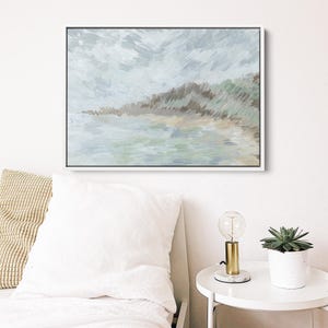 Beach Art | Coastal Bluff Painting Beachscape Dune Artwork in Neutral Tones | &quot;Bayside Winds&quot; - Art Print or Canvas