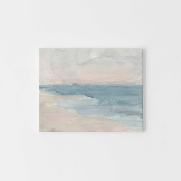 Coastal Scene Watercolor Painting Modern Beach House Decor Minimalist Seascape Wall Art | "Oceanside Impressions" - Art Print or Canvas