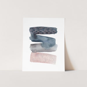 Abstract Watercolor Painting | Modern Artwork in Blue & Pink for Trendy Nursery Decor | &quot;Abstract Stripes Pattern&quot; - Art Print or Canvas