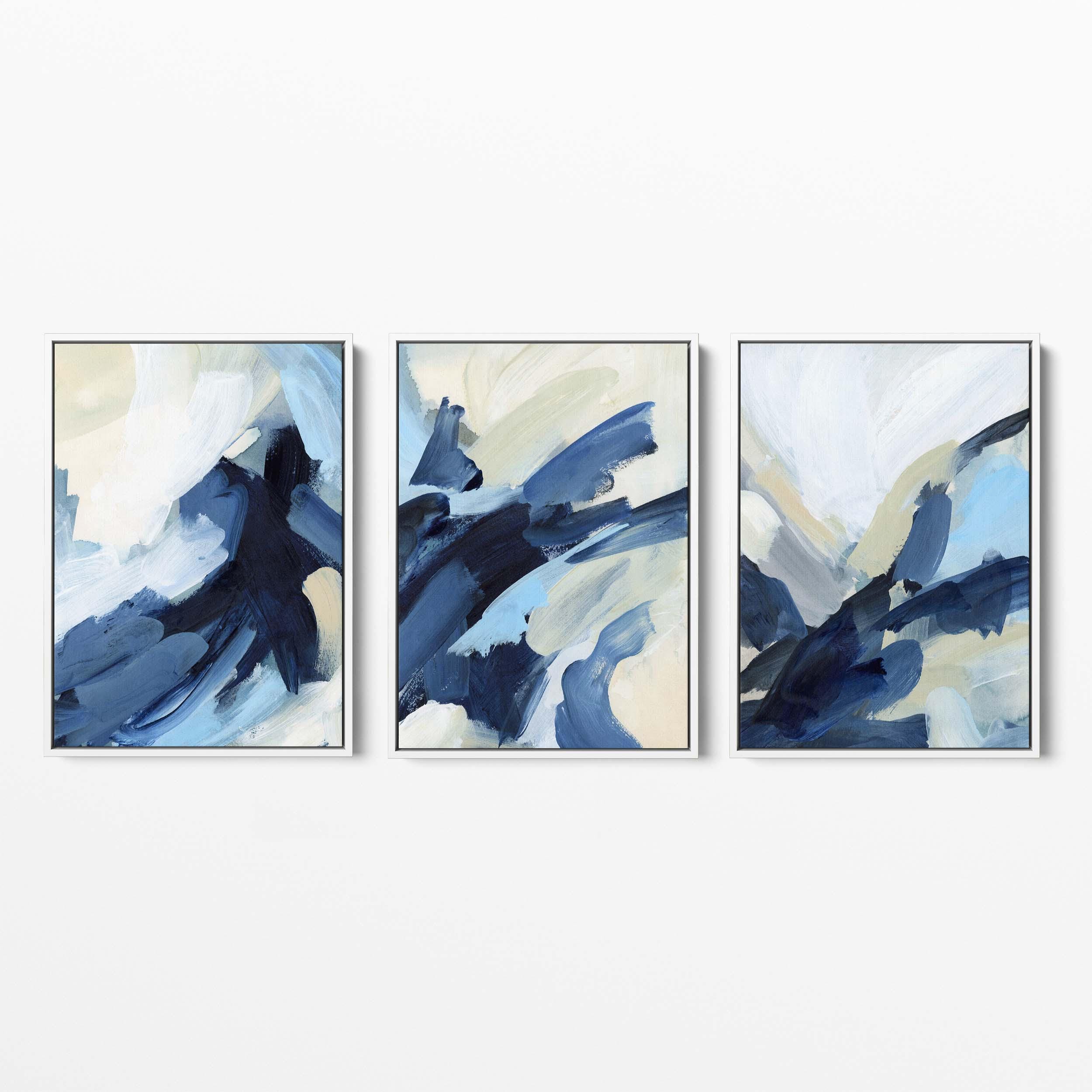 Blue Abstract Painting Triptych | Nautical Contemporary Art for Modern ...