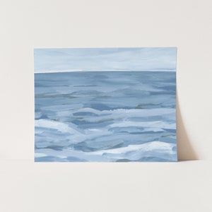 Oceanscape Painting | Blue Artwork for Ocean Wall Decor & Simple Coastal Beach House Wall Art | &quot;Blue Ahead&quot; – Art Print or Canvas