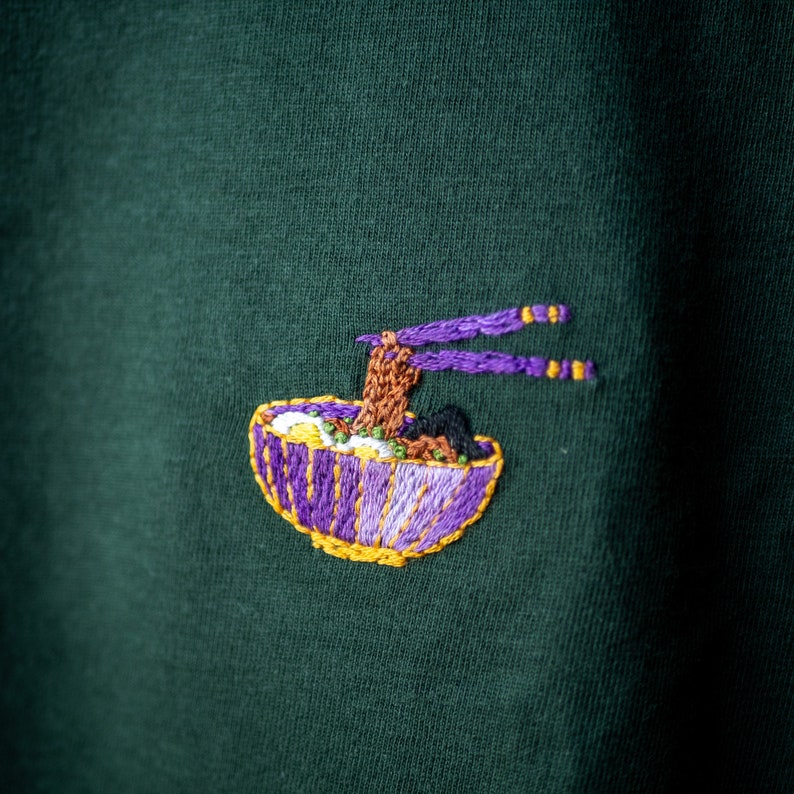 Handmade embroidered ramen tee-shirt image 8