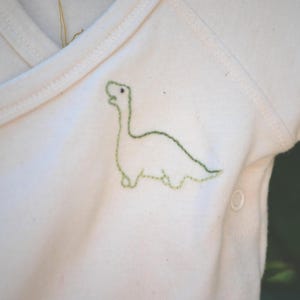 Organic cotton embroidered baby bodysuit - Dinosaur