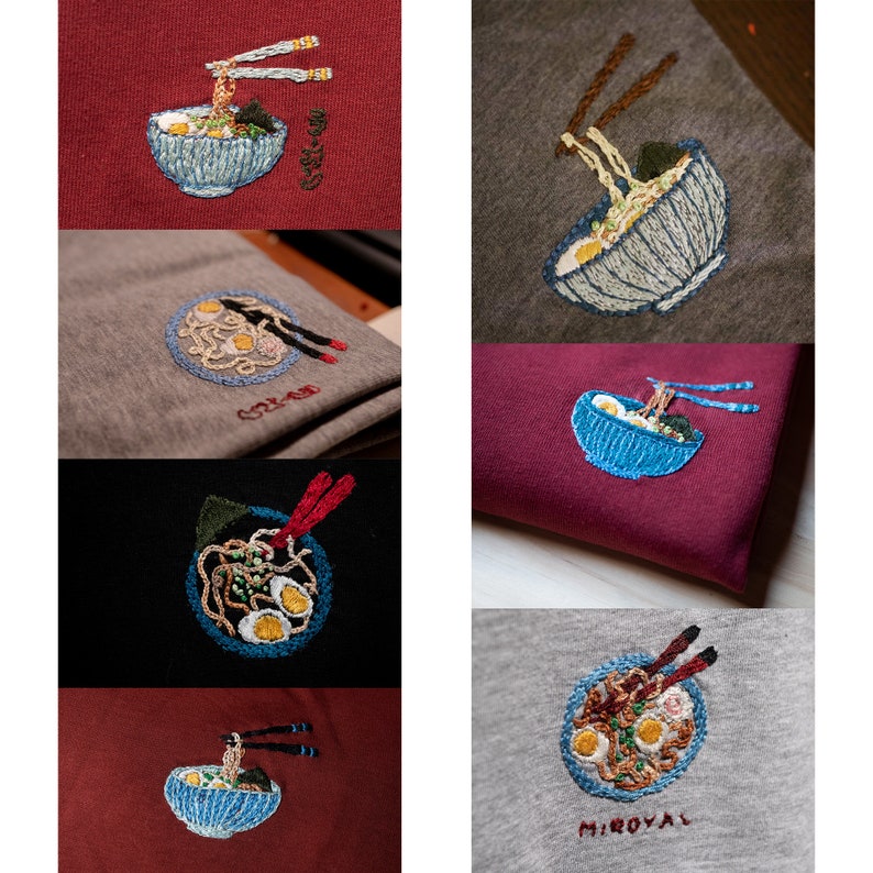 Handmade embroidered ramen tee-shirt image 3