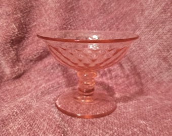 Pink Glass Dessert Ice Cream Sherbet Compote Champagne Serving Dish Vintage Mid Century Retro Depression Glass