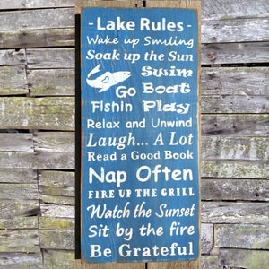 Lake Rules Wooden Sign, Lake Rules Distressed Sign, Lake Rules Rustic Sign, Lake Rules Garden Sign, Lake Rules Home Decor, Handmade Sign
