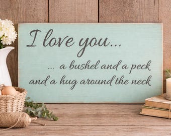 I Love You Distressed Wooden Sign, Rustic Farmhouse Decor