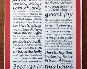 In This Home We Do Christmas Poem, Christmas Wall Décor, Christmas Wall hanging, Christmas Print, Christmas Gift, Poem about Jesus, Poetry