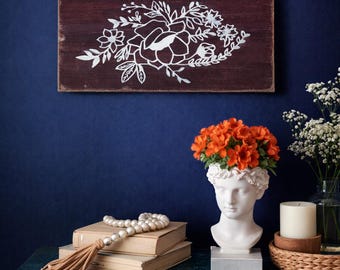 Floral Design, Home Decor Sign, Handmade, Farmhouse Decor