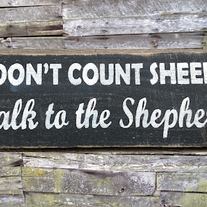 Don&#39;t Count Sheep Distressed Wooden Sign, Don&#39;t Count Sheep Rustic Sign, Don&#39;t Count Sheep Home Decor, Don&#39;t Count Sheep Handmade Sign