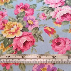 Floral Roses 100% Cotton Poplin Fabric, Rose & Hubble, Vintage Dress, Retro Dress, Girls Dress, Craft Supplies, Sewing Material