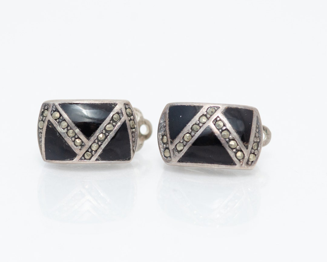 Aaron Toadlena Sterling Silver Turquoise Onyx Clip On Earrings Blue Black main image 0